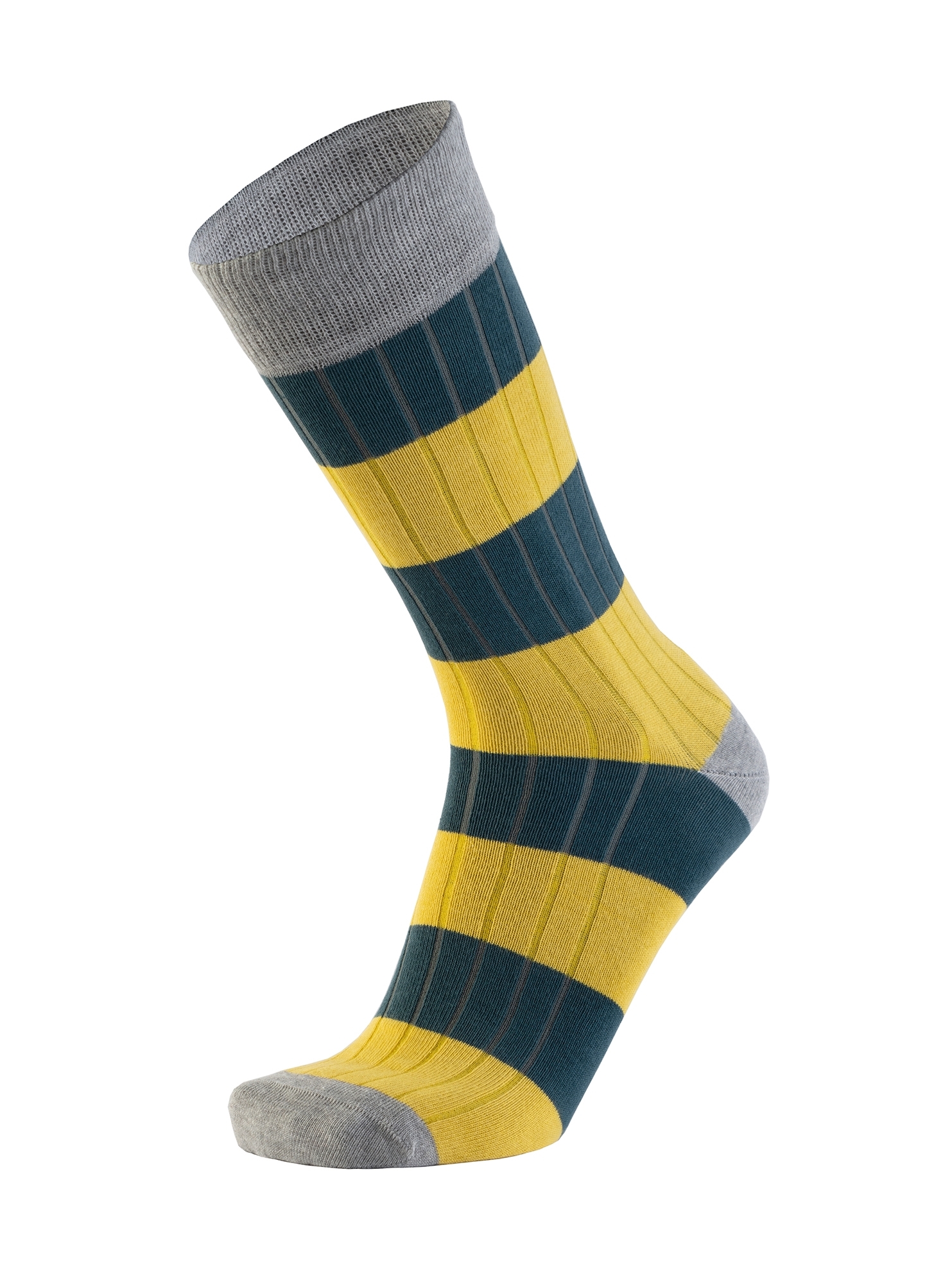 Picture of Stripes Canalé Petrol Blue/Yellow