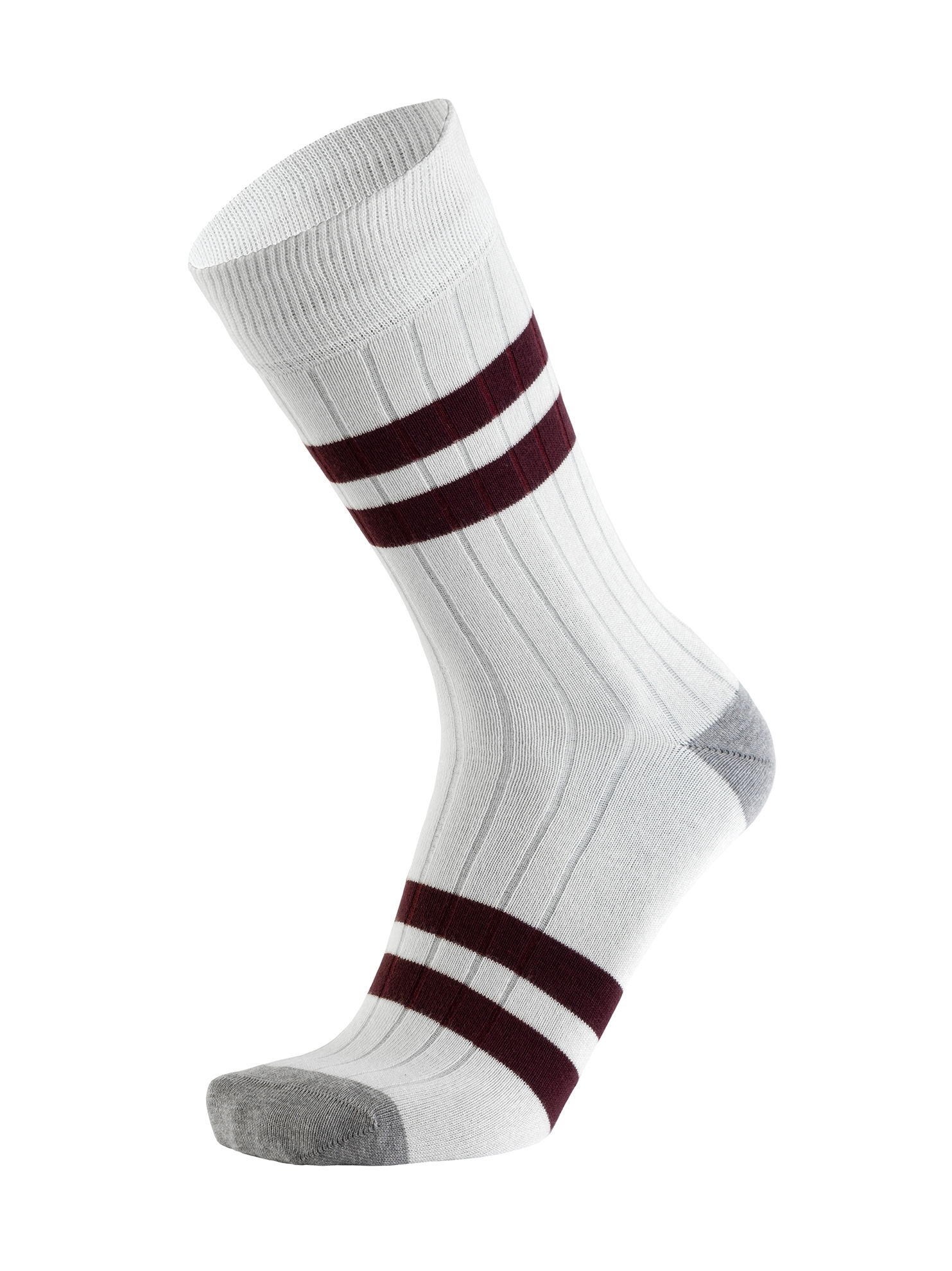Picture of Double Stripes Canalé White/Burgundy