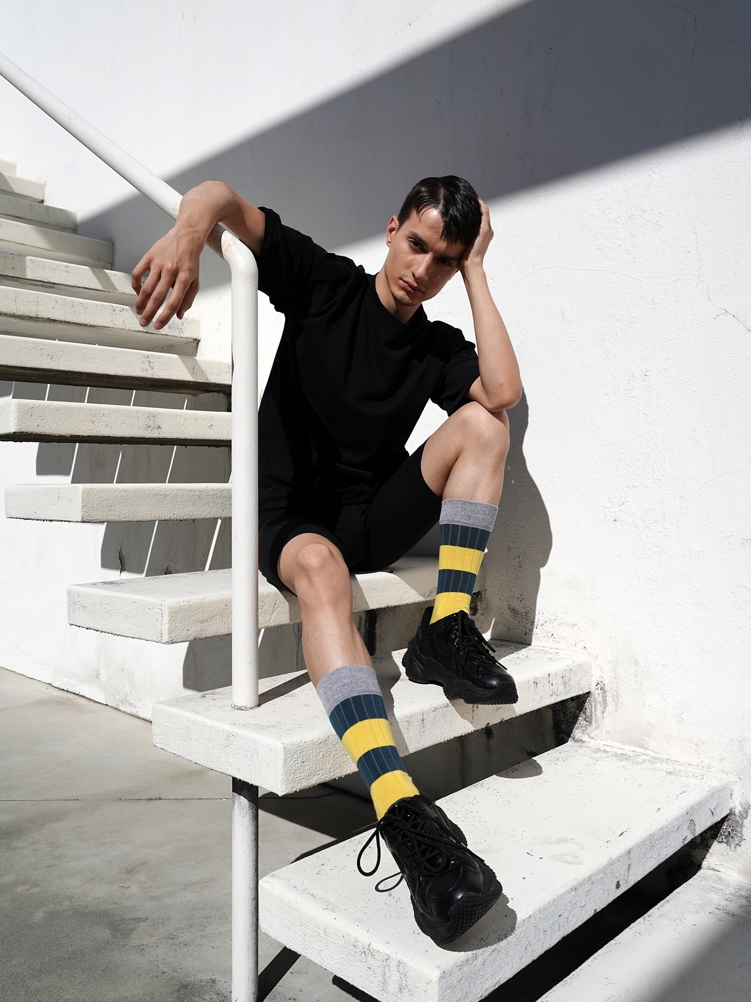 Picture of Stripes Canalé Petrol Blue/Yellow