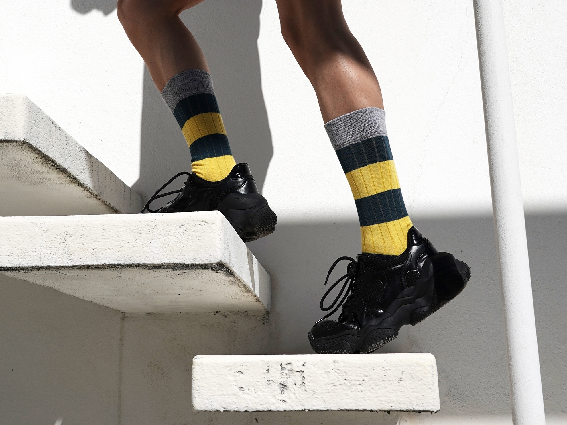 Picture of Stripes Canalé Petrol Blue/Yellow