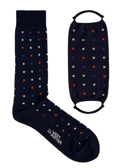 Imagem de Mask&Socks Squares Fun Blue